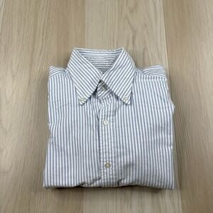 Proper Cloth Shirt Mens 16.5 Clark Blue University Striped Oxford Long Sleeve